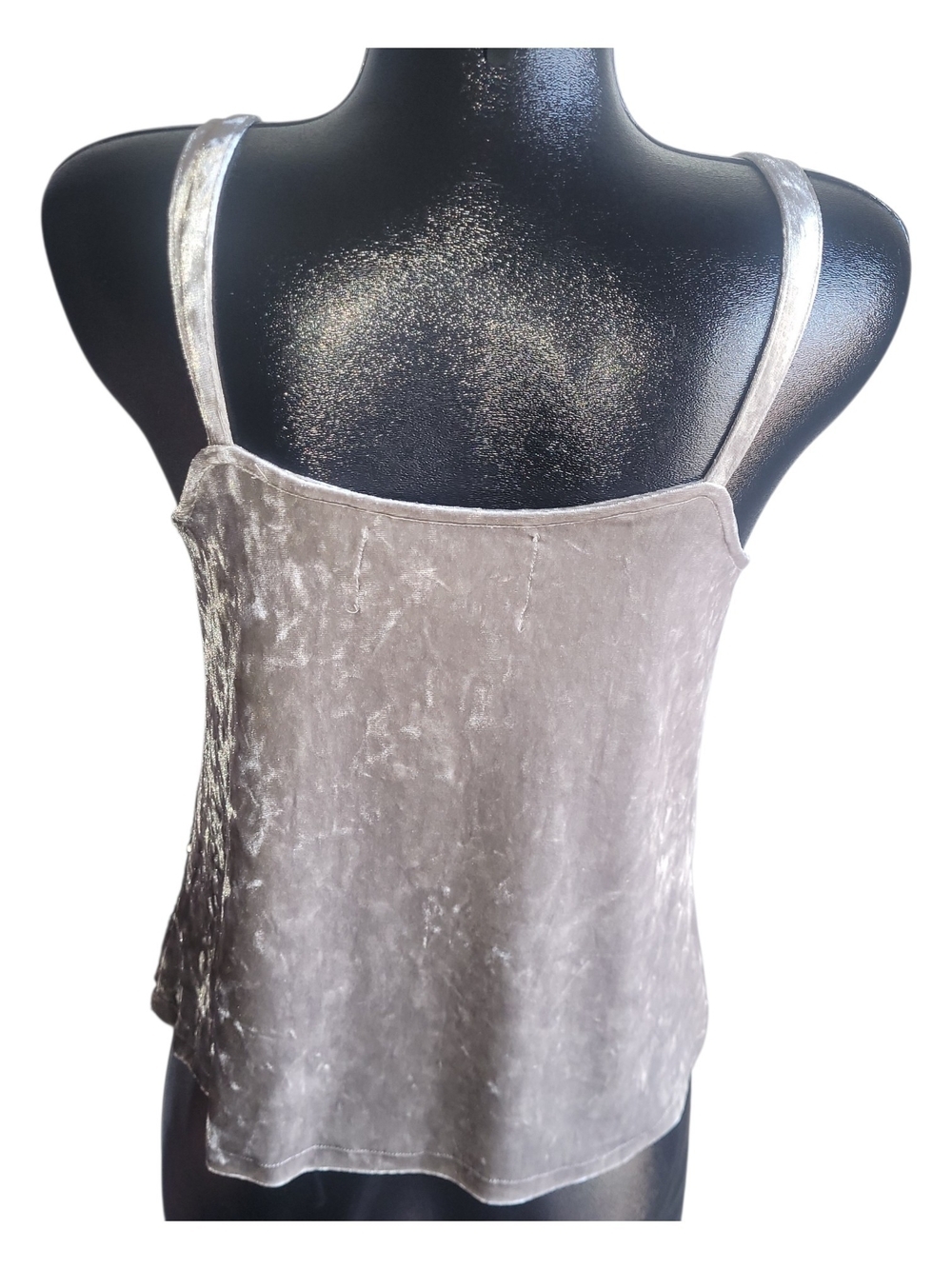 Cupio Silver Sequin Lace Trim Camisole Tank Top Size M - Picture 4 of 5
